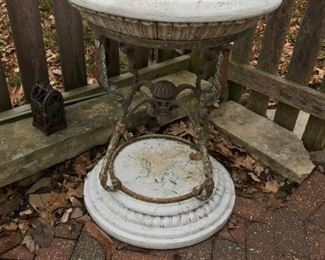 Vintage metal and cement plant stand