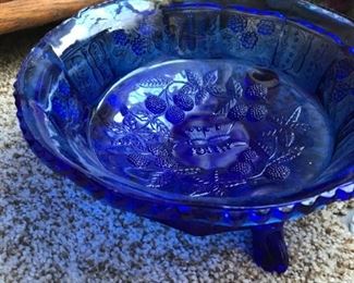 Blue Fruit bowl with legs
