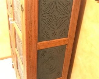 Country Punched Tin door and side, Pie Safe cabinet