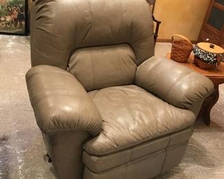 PAIR of  Taupe leather recliners