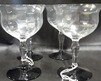 Etched Glasses with Black Stem