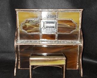 Slag Glass Piano Music Box