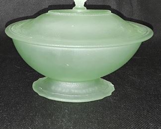 Vintage GreenForsted Candy Dish