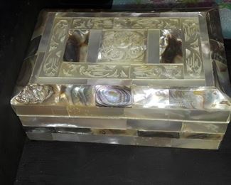 Abalone and mother of pearl Trinket box. 