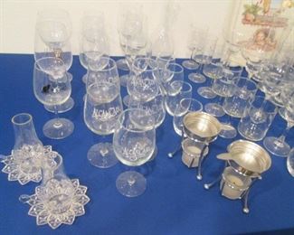 Assorted Glassware:  Stems, Water, Wine, Beer, Cordials, Margaritas, Shot Glasses & Decanter