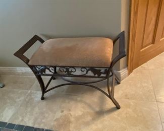 metal & fabric vanity seat; 31" L x 13" D x 19" H; $60