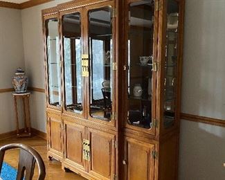 Sobota Collection by Century Asian breakfront; 72.5" W x 17" D x 82" H;  $750; FULL DINING ROOM SET $2500