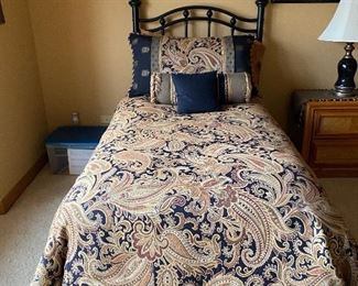 EASTERN ACCENTS twin comforter, sham & pillows, and bed skirt;   $125 (2 bedding sets available)  BEDS HAVE SOLD!
