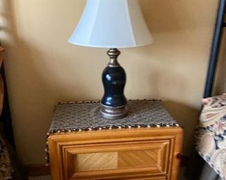 night stand 26" W x 16" D x 24" H; $40; lamp $25