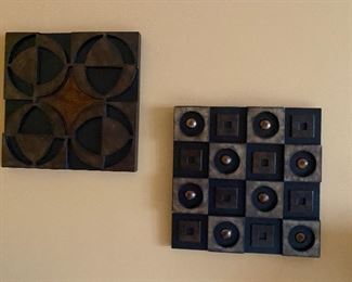 Wooden artwork (approx. 12 x 12")  $25/pair