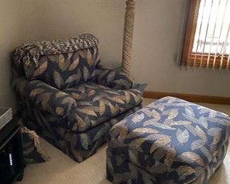 Upholstered chair & ottoman; $275 chair; $125 ottoman