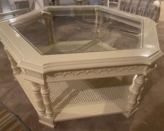 Octagon coffee table, french cream color; $80