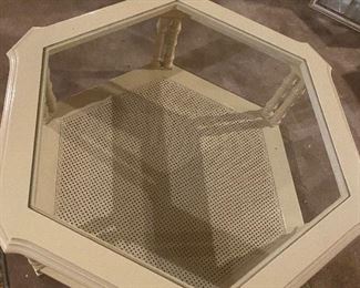 Octagon coffee table, french cream color; $80