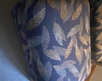 Blue upholstered chair & ottoman; ottoman is 37" x 5"; $275 chair; $125 ottoman