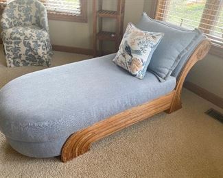 Wicker & fabric chaise lounge; 28" W x 69" L; $350