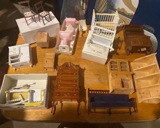 Dollhouse miniature wooden furniture; 50 for all