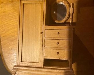 Vintage Dollhouse miniature wooden armoire
