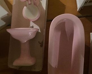 Pink bathroom miniature; $20