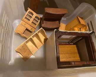 Miniature wooden dollhouse furniture