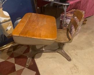 Vintage school desk, attached chair; $40