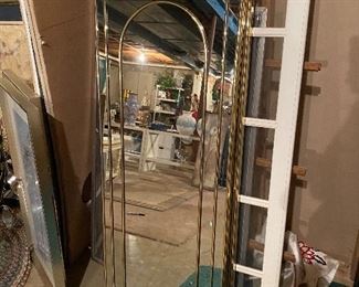 Rectangular Mirror, brass/glass; $50