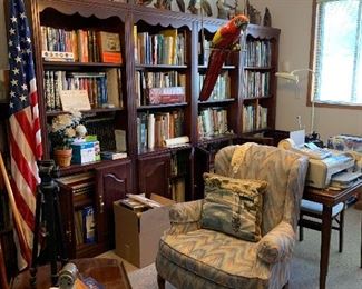 Large amount of books, book cases and library furniture 