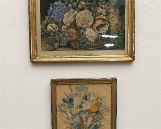 Pair of antique prints in early frames.