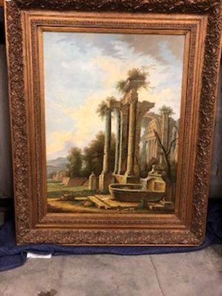 Maffai large ancient ruins in exquisite framing purchased from Beth Claybourne Interiors