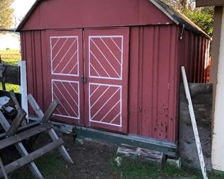 Shed measures about 8’x8’ and about 7’ tall. 