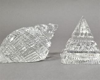 large Waterford conch and pyramid