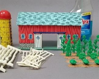1960s Ohio Art tin litho miniature farm house & access