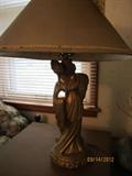 One of Two Lamps with Asian Figure