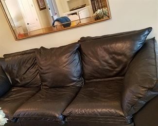 Custom leather sofa matching love seat