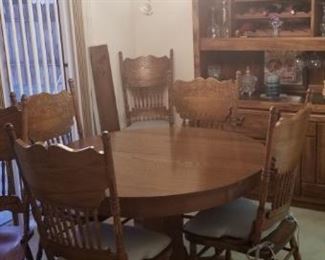 Dining table with 6 chairs, leaf and pads $325 for set