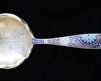 silver enamel spoon