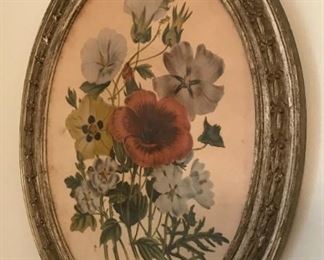 One of a pair of vintage prints marked Loudon Florals 1783-1843