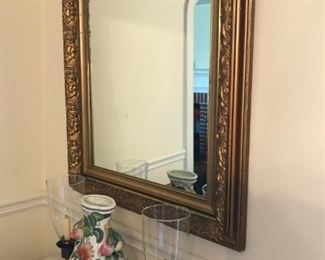 Large gilded wall mirror, more