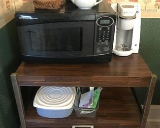 Sharp Microwave, Keurig, small teapot, rolling shelf, more