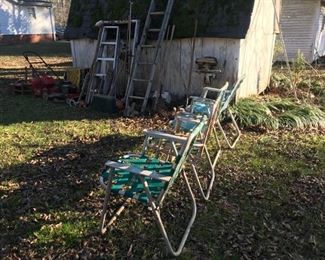 Yard chairs, ladders, tools, more