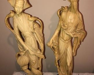 SIGNED CARVED STATUES 