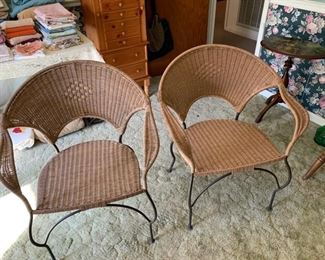 	#28	Heavy outdoor rattan and iron chair 2@$25 each			
