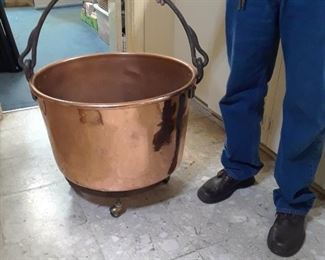 Very large copper cauldron. Great for a large plant or indoor tree, or firewood. Heavy duty.