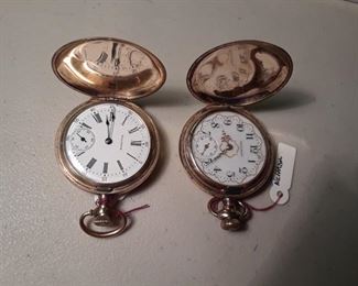 Vintage ladies pocket watches, gold plated and chrome