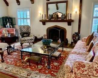 8' Down Sofa; Handmade 9' X 12' Rug;