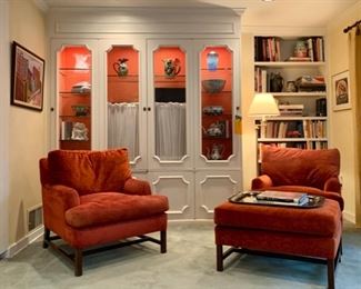 Pair Lounge Chairs and Ottoman