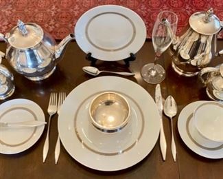 Dinner Set of Rosenthal Porcelain, "Taupe Band"