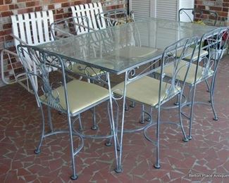 Fabulous Metal glass top Outdoor Table with 6 Chairs