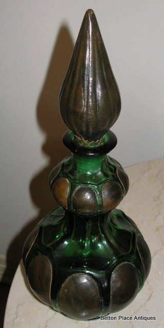 Italian Leather and Glass Decanter