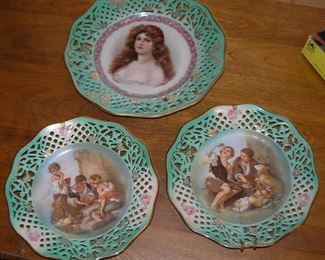 Three Reticulated German Portrait Plates