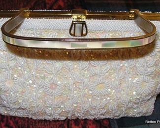 Beaded Lucite Handled Purse